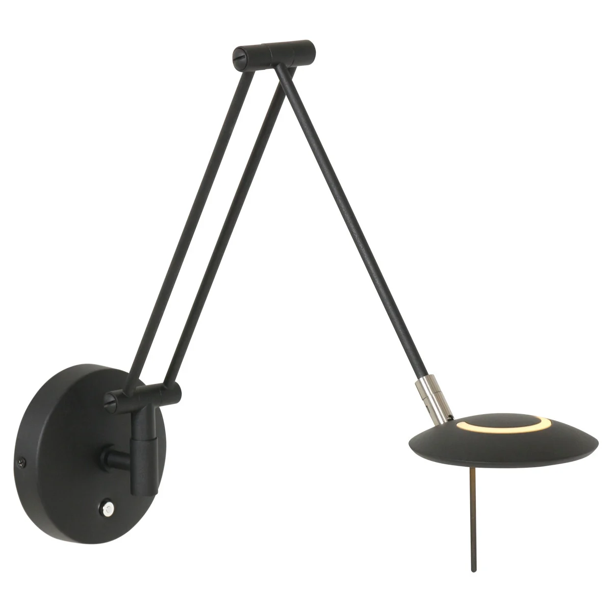 Aplique de pared moderna de metal y plástico negro Steinhauer Zodiac LED