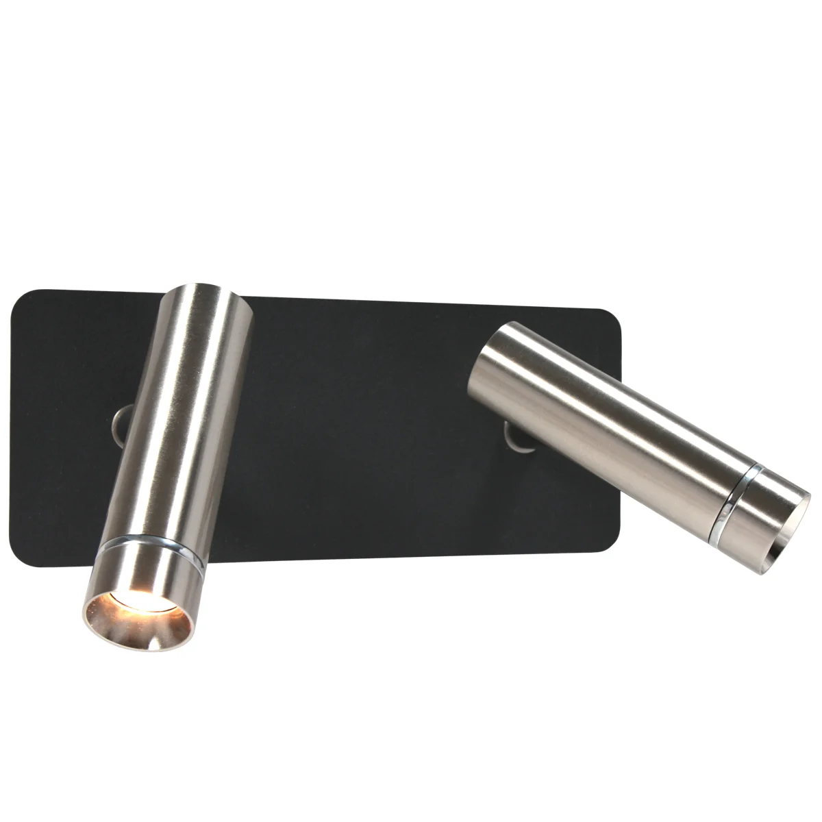 Aplique de pared negro con focos de acero Mexlite Lumo
