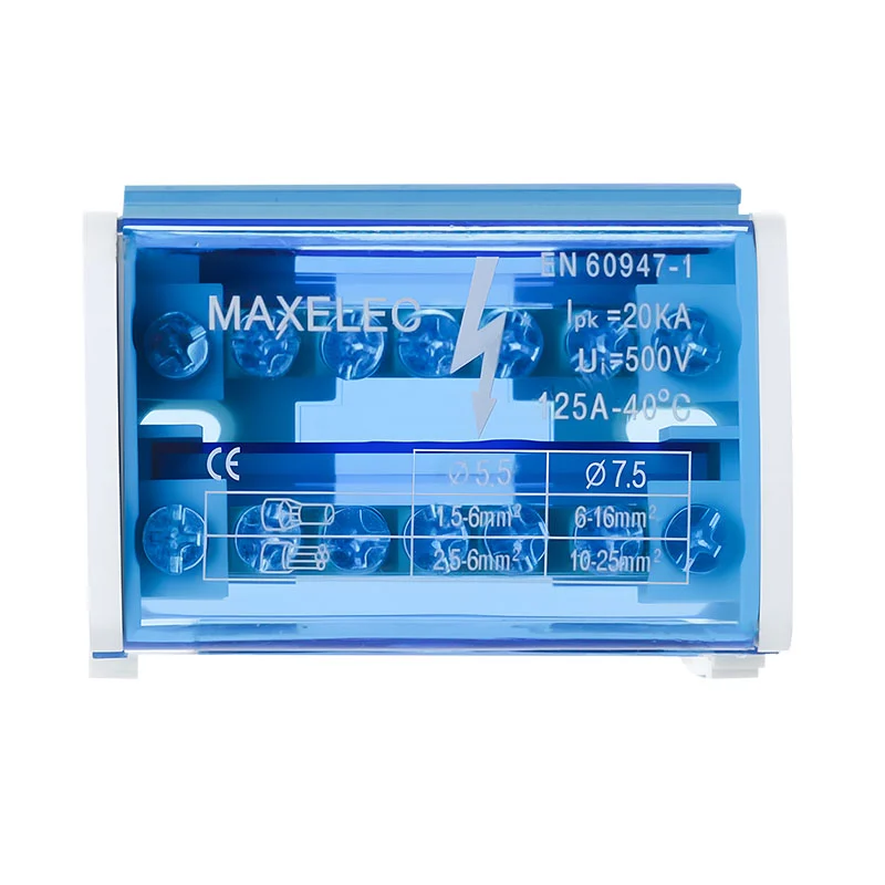 Caja de Distribución Din Monofásica Doble Nivel 125A 2P Configuración de Terminales 5X5,3 Mm + 2X7,5 Mm