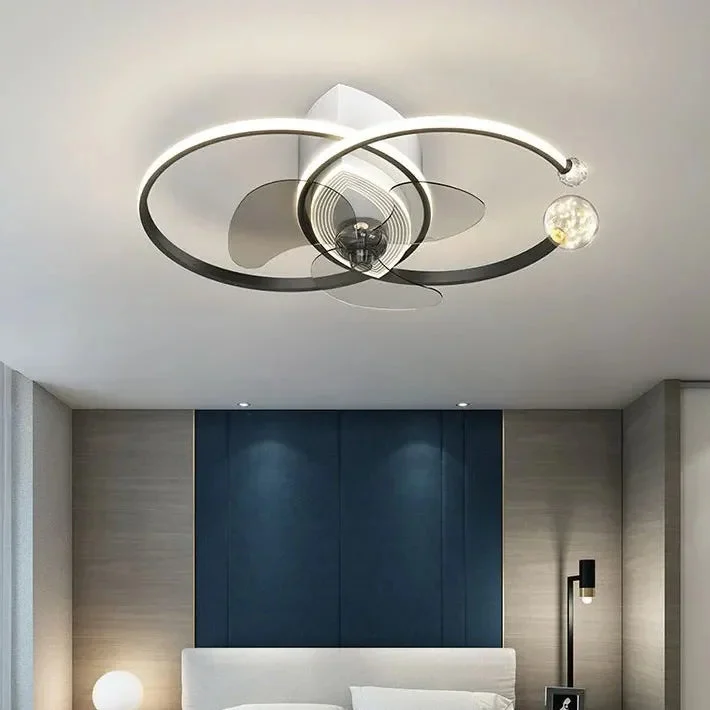 Ventilador lámpara de techo con luz diseño creativo para dormitorio