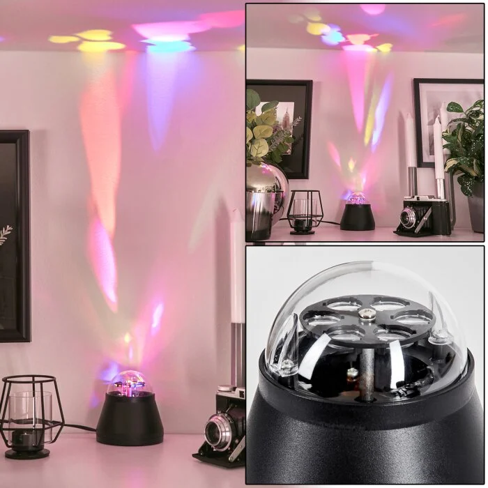 Efecto de luz de corazón Atabueira Lámpara de mesa LED Negro, 1 luz, Cambia de color