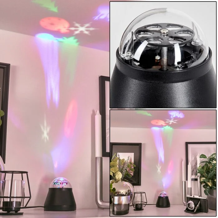 Efecto de luz navideña Atabueira Lámpara de mesa LED Negro, 1 luz, Cambia de color