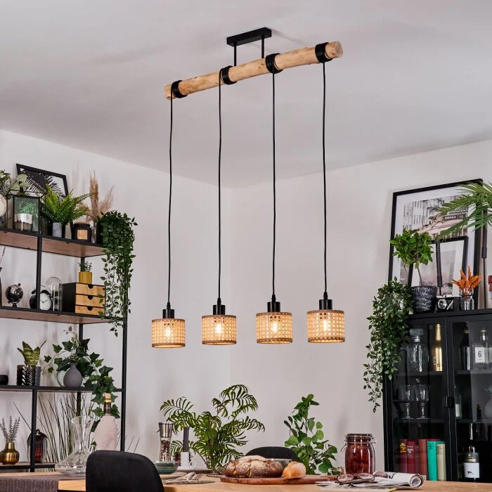 Barcos Lámparas suspendidas, Lámparas colgantes Crudo, Negro, 4 luces