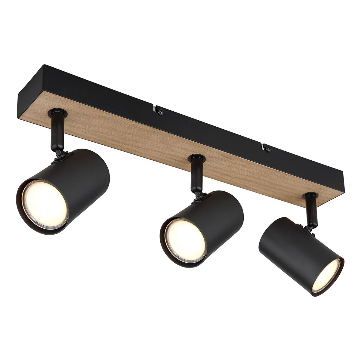 Barra de spots negro-natural 3 spots Globo Robby