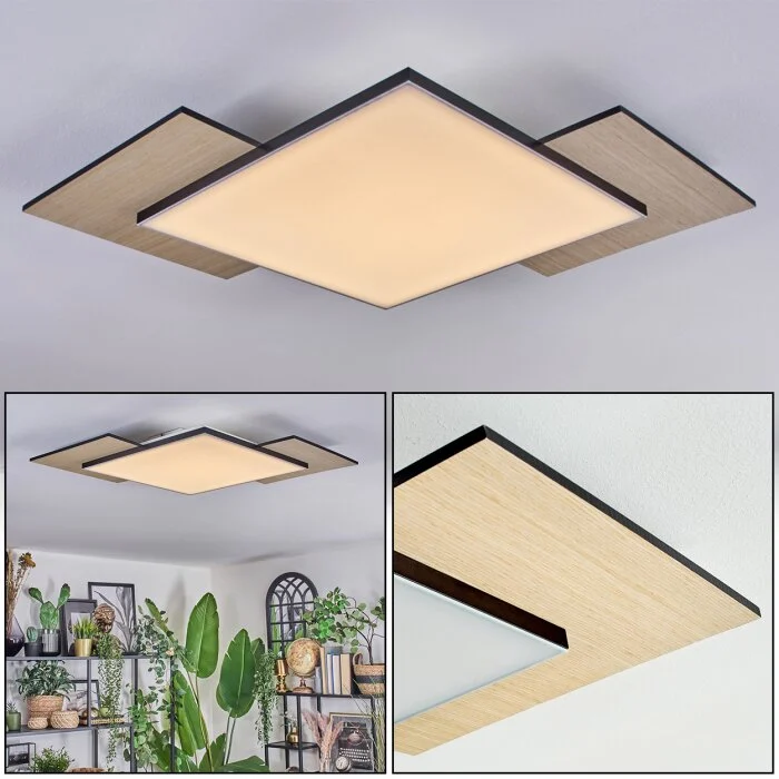 Barullu Plafones, Panel LED Color madera, Negro, Blanca, 1 luz