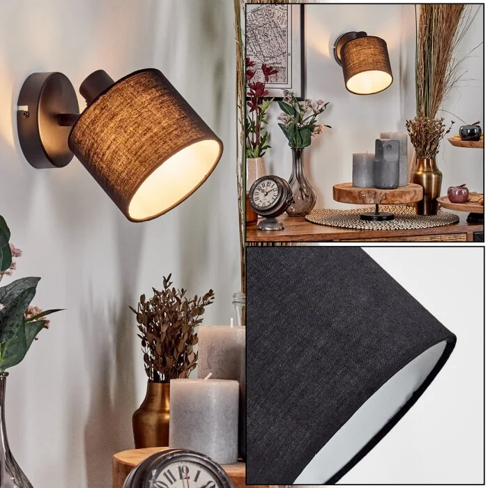 Bassagoda Apliques, Spot de pared Negro, 1 luz