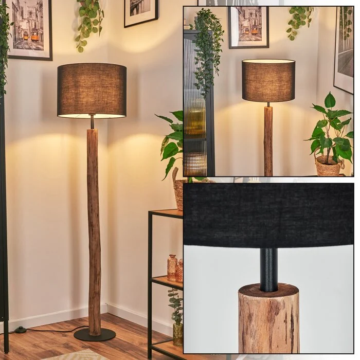 Bassagoda Lámpara de pie Crudo, Negro, 1 luz