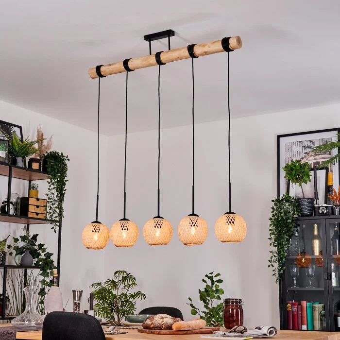 Basto Lámparas suspendidas, Lámparas colgantes Crudo, Negro, 5 luces
