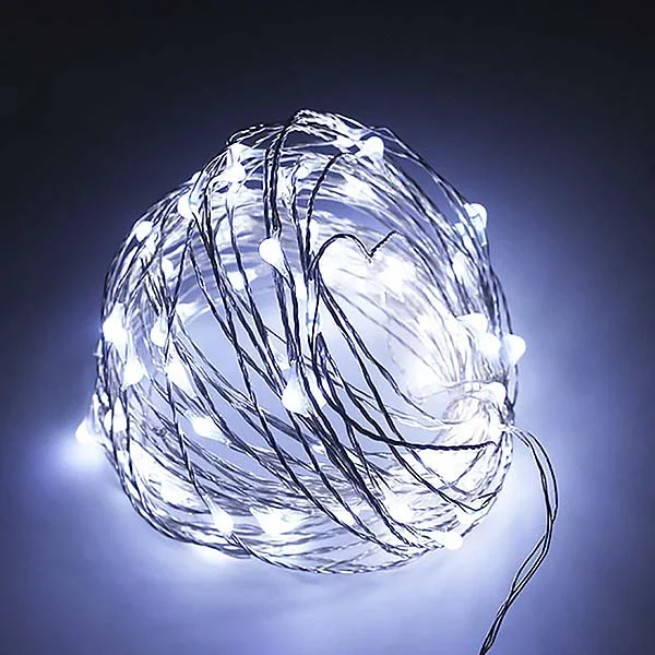 Guirnalda LED de Alambre Luz fría 8 Funciones 1.35W 100LEDs IP44 con Temporizador (9.9 Metros)