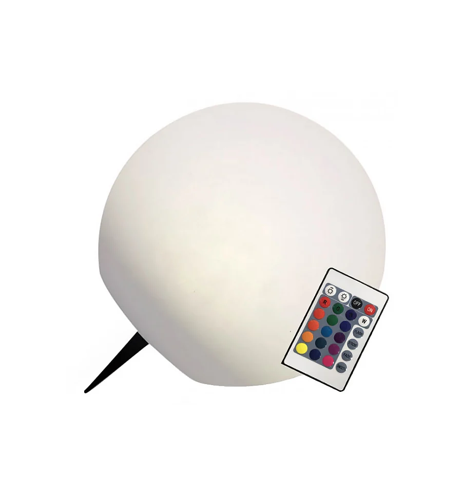 Bola Solar LED Jardín con Pincho 1W RGB+W con Sensor Crepuscular y Control Remoto IP67