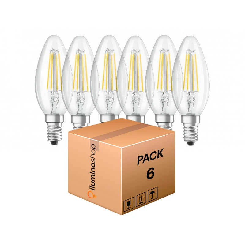 Bombilla LED Filamento E14 C35 4.5W (Pack 6 Unidades)