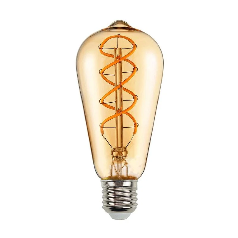Bombilla LED Filamento E27 ST64 4W Ámbar