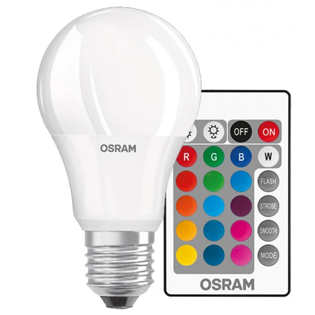 Bombilla LED OSRAM E27 9W 806LM RGB+W con Mando