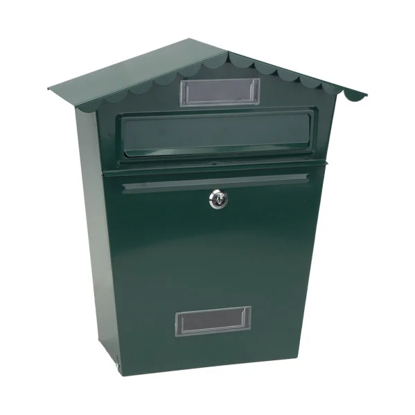 Buzón De Correo Acero Galvanizado Verde con Tejado Antilluvia, Ventana Visualizacion