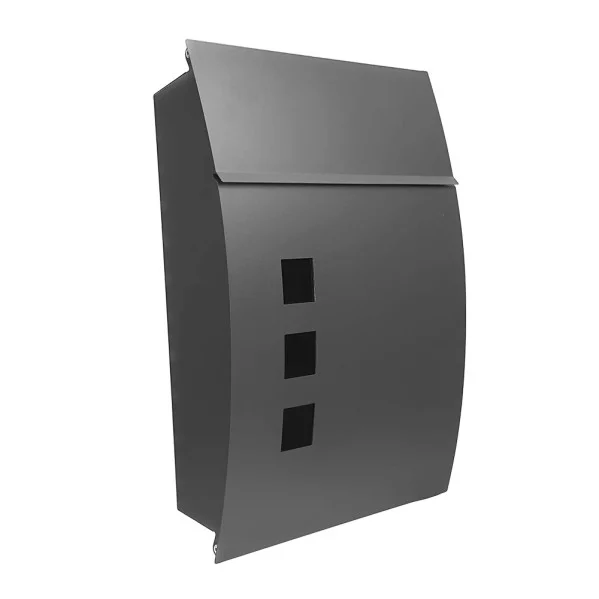 Buzón De Correo Mate Acero Galvanizado Gris con Diseño Antilluvia, Cerradura Cilindrica