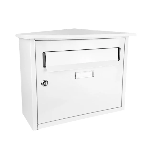 Buzón De Correo Acero Galvanizado Blanco con Diseño Trampilla Antilluvia Resistente