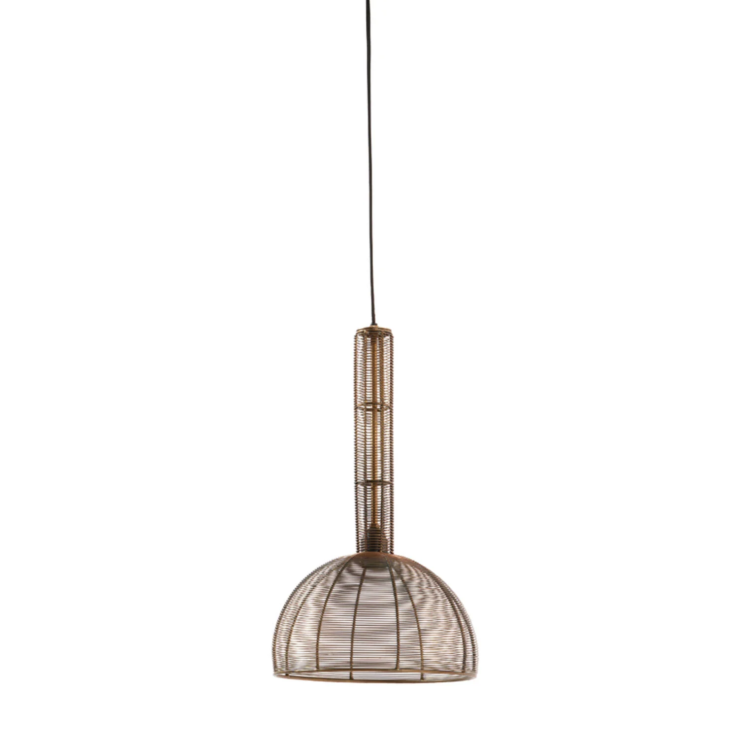 Lámpara de ratán marrón con estructura metálica Light & Living Tartu
