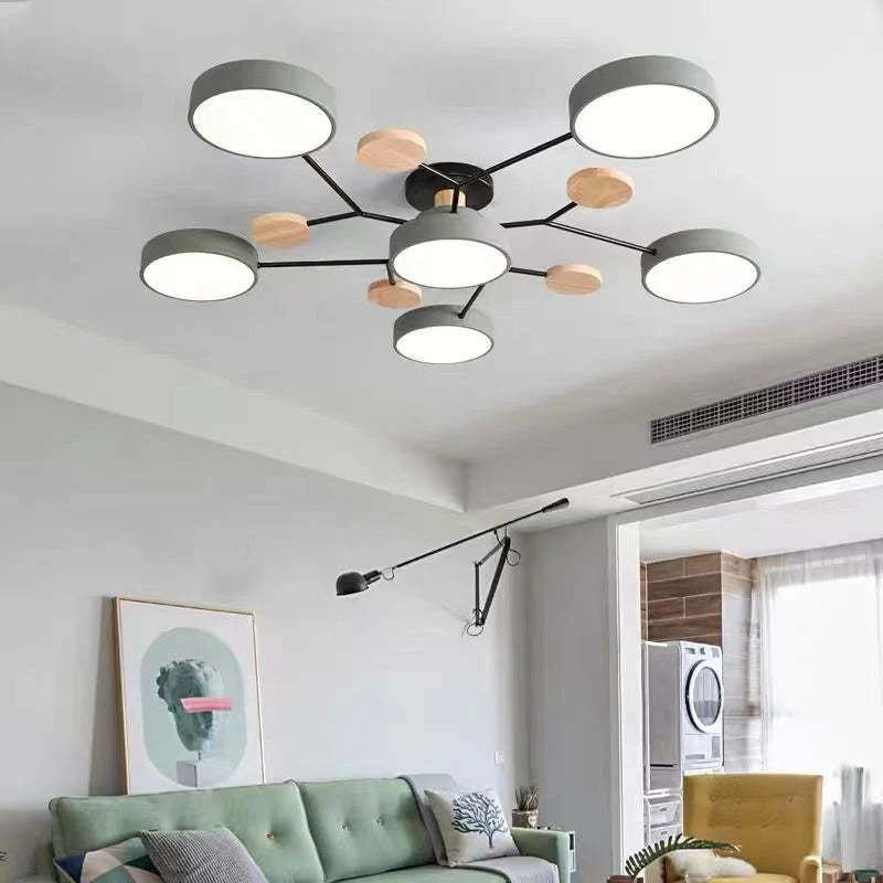 Muto Moderna Minimalista Redonda Metal/Acrílico Lámpara de Techo Blanco/Verde/Gris