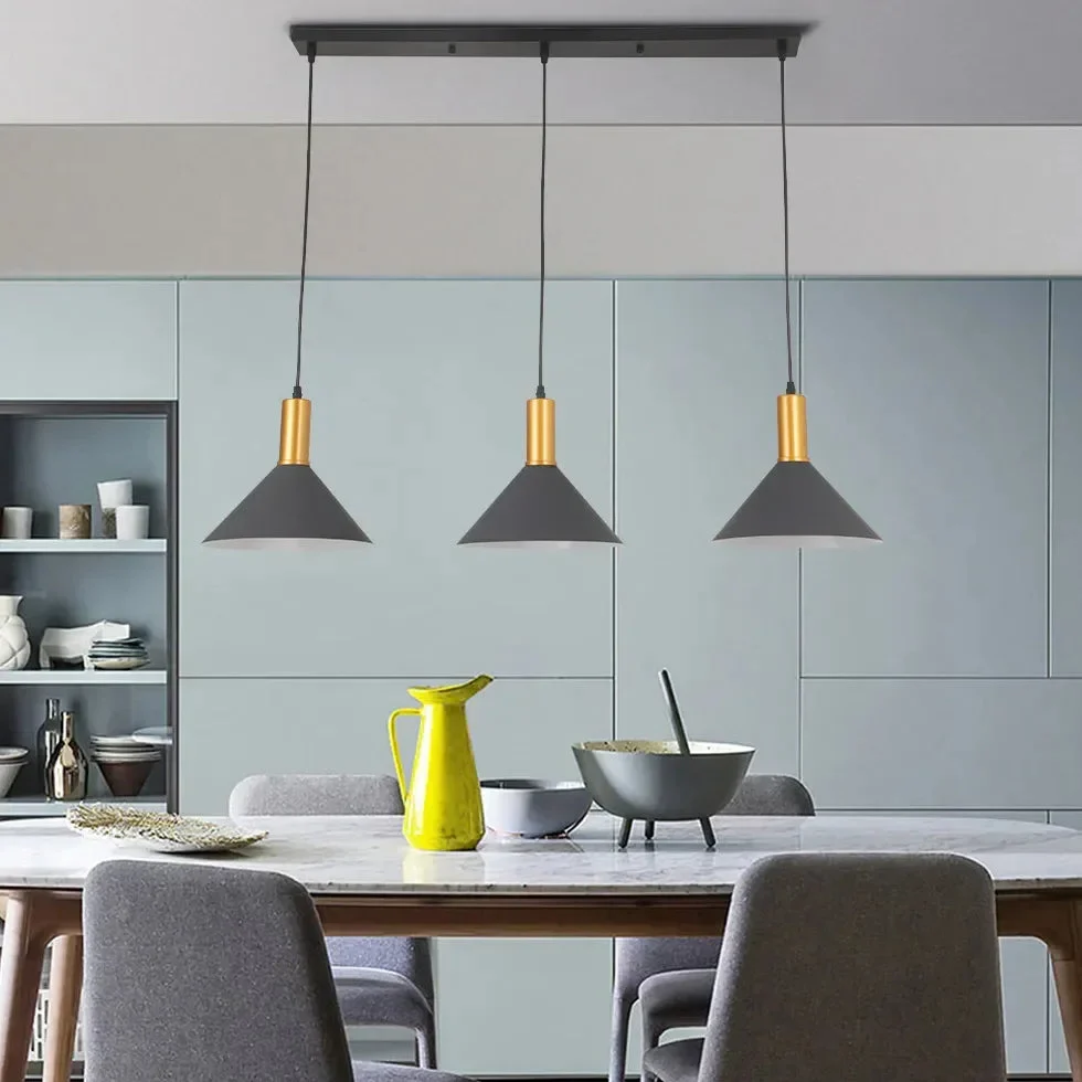 Lampara 3 luces colgante diseño cónico minimalista y elegante