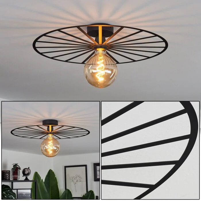 Carqueja Lámpara de Techo Negro, 1 luz