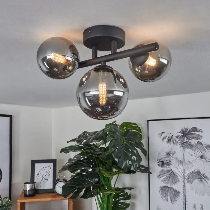Chariton Lámpara de Techo LED Negro, 3 luces