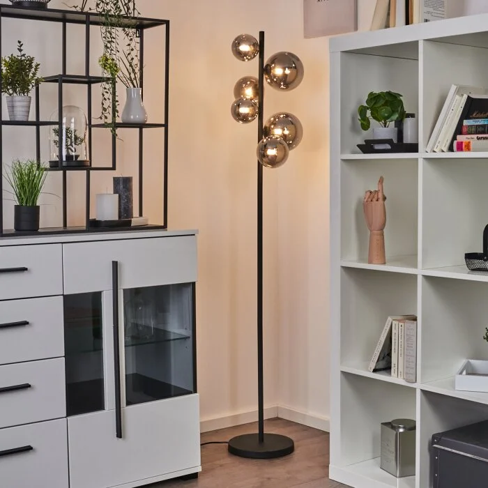 Chehalis Lámpara de Pie LED Negro, 6 luces