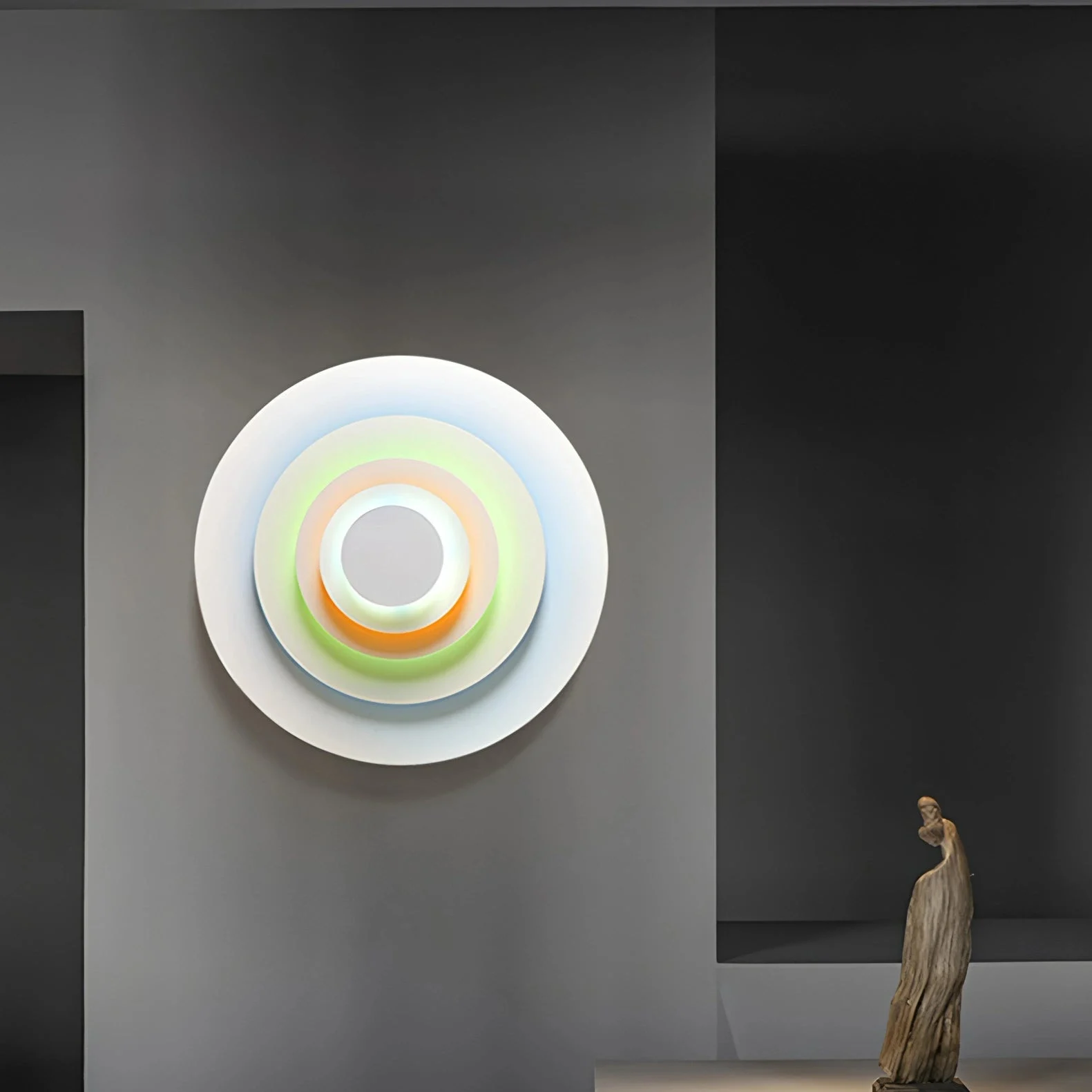 Aplique de pared redondo LED de diseño moderno multicolor para salón