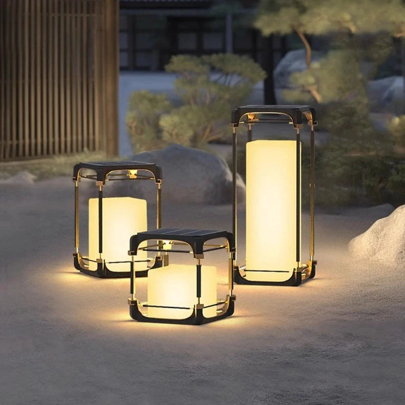 Lámpara solar exterior de pie LED rectangular IP65 para terraza
