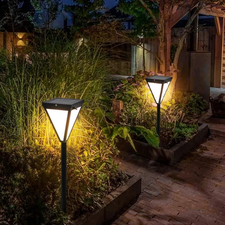 Baliza LED exterior solar moderna negra de metal IP65 para jardín