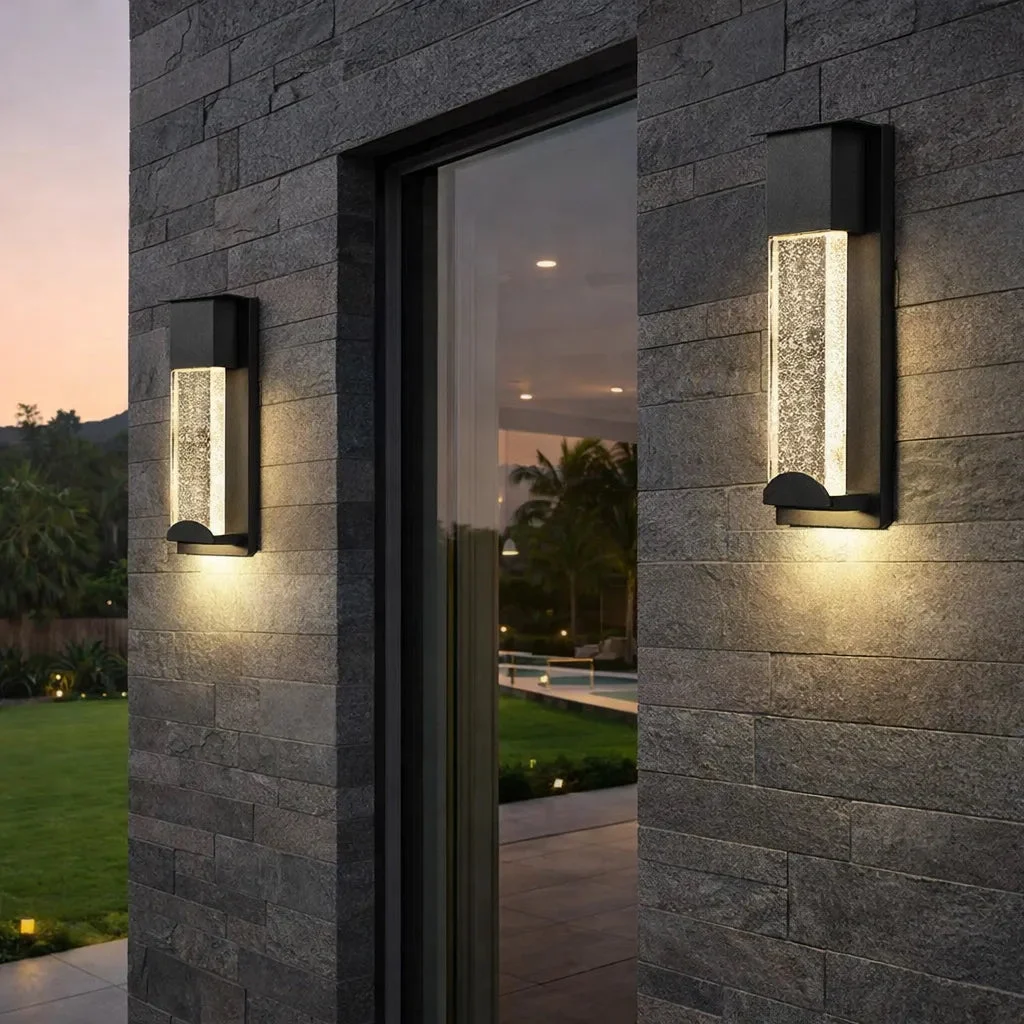 Aplique de pared exterior con sensor de movimiento LED moderno vidrio negro