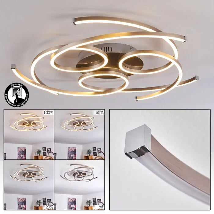Cojcam Lámpara de Techo LED Níquel-mate, 3 luces