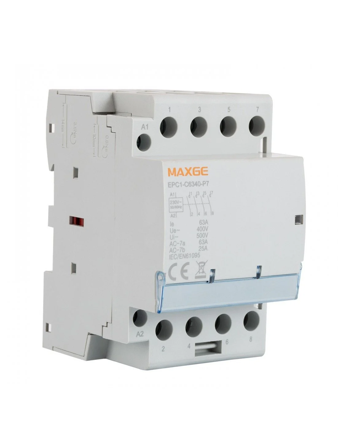 Contactor Modular 4P 63A 230V 6KA Clase AC Contacto 4NO