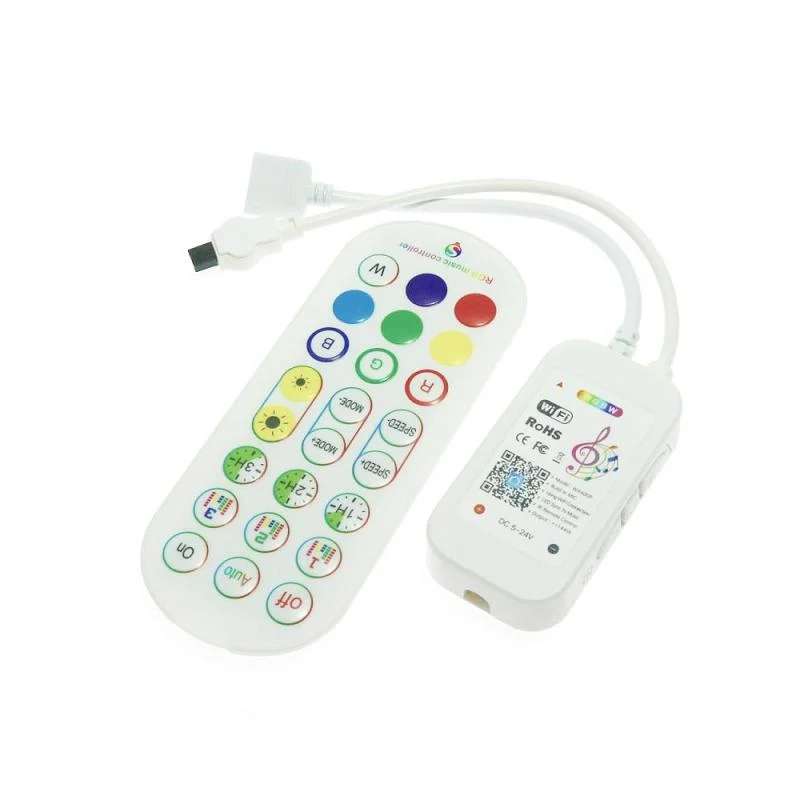 Controlador WIFI para Tiras LED 12/24V LED RGB+W Musical con Control Remoto y App