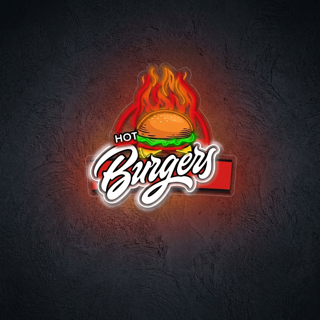 Cuadro de Neón Hot Burgers