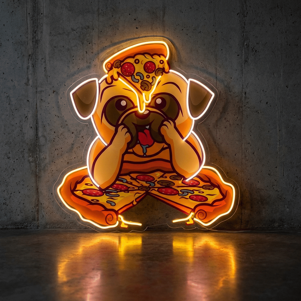Cuadro de Neón Perro Pizza