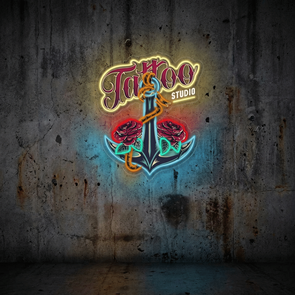 Cuadro de Neón Tattoo Studio Ancla