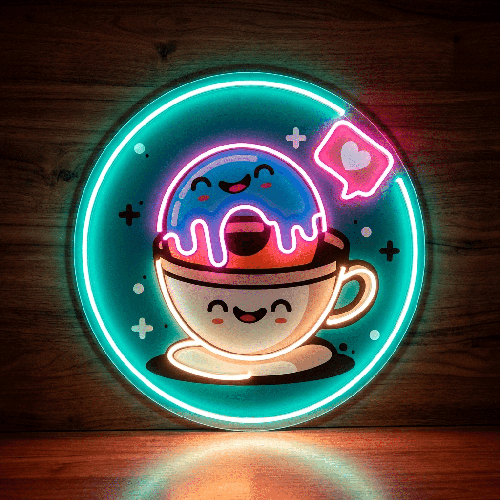 Cuadro de Neón Taza & Donut