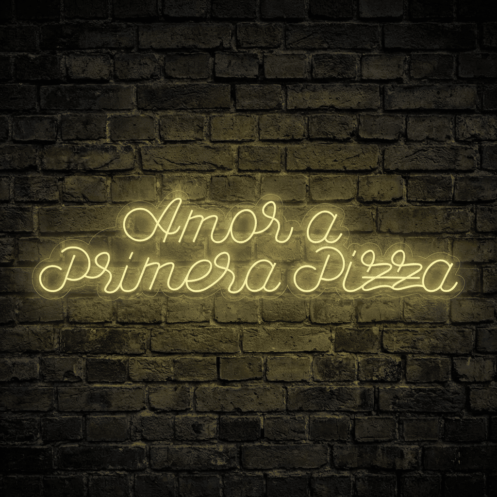 Neón «Amor a primera pizza»
