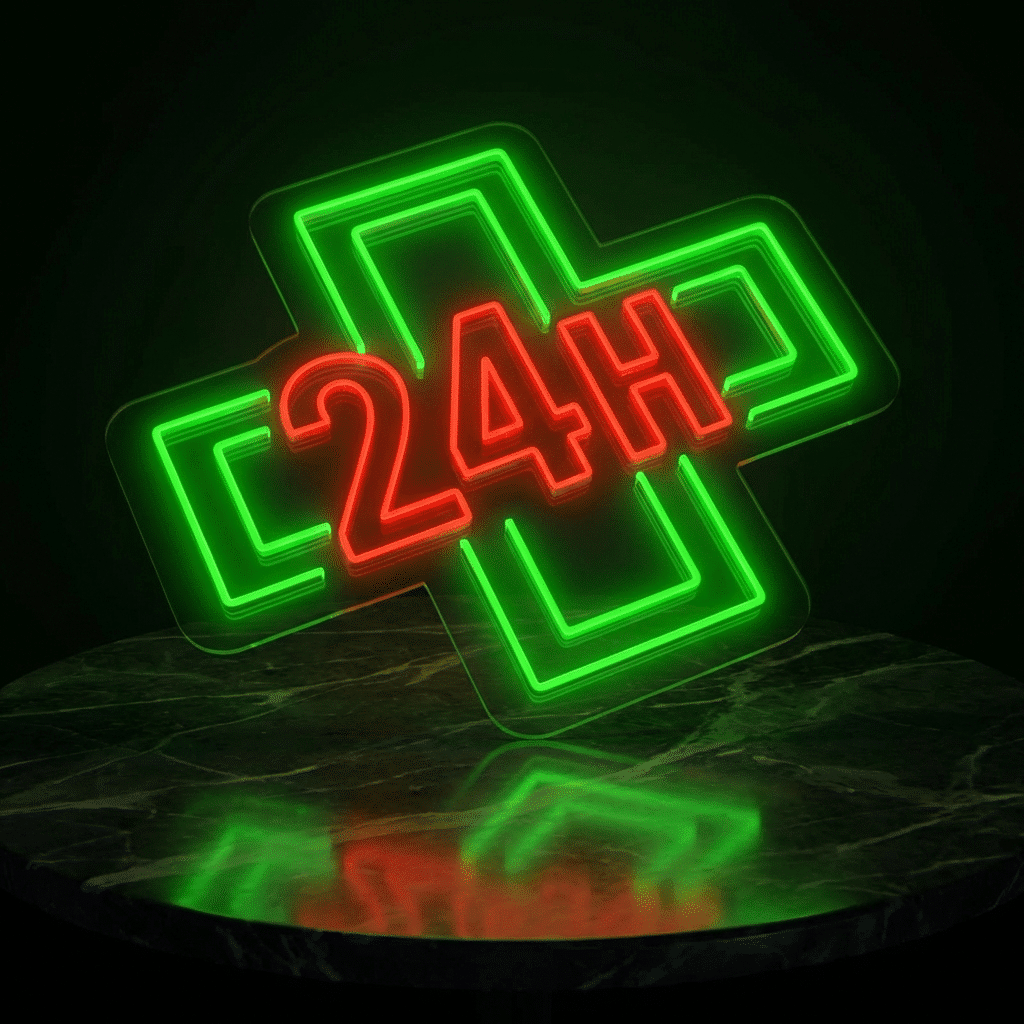 Neon Cruz de Farmacia 24H