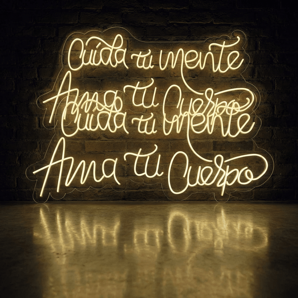 Neón Cuida tu mente, Ama tu cuerpo