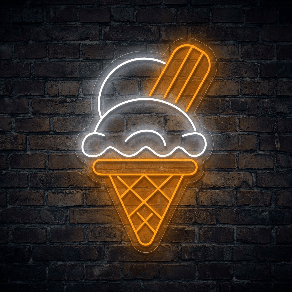 Neón Helado Barquillo