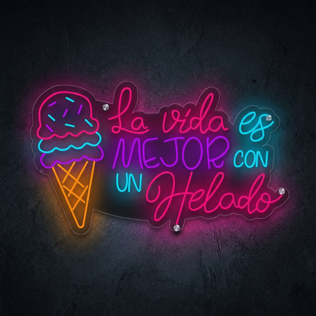 Neón La Vida es Mejor con un Helado