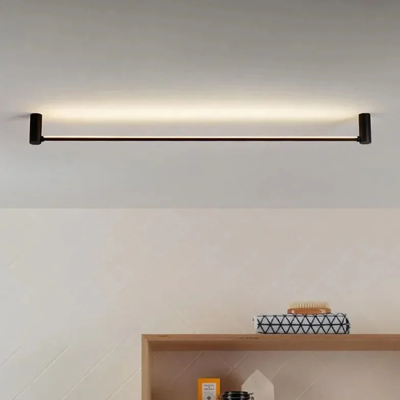 Lámpara de techo lineal moderna LED regulable en negro para salón