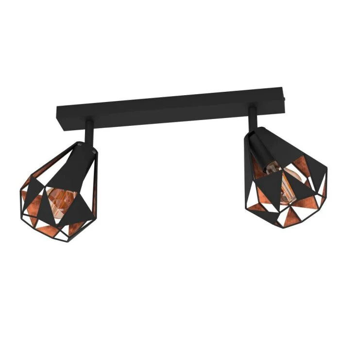 Eglo CARLTON Lámpara de Techo Cobre, Negro, 2 luces