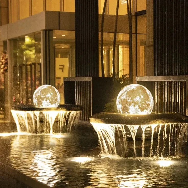 Lámpara sobremuro exterior solar ip65 de diseño lunar para jardín