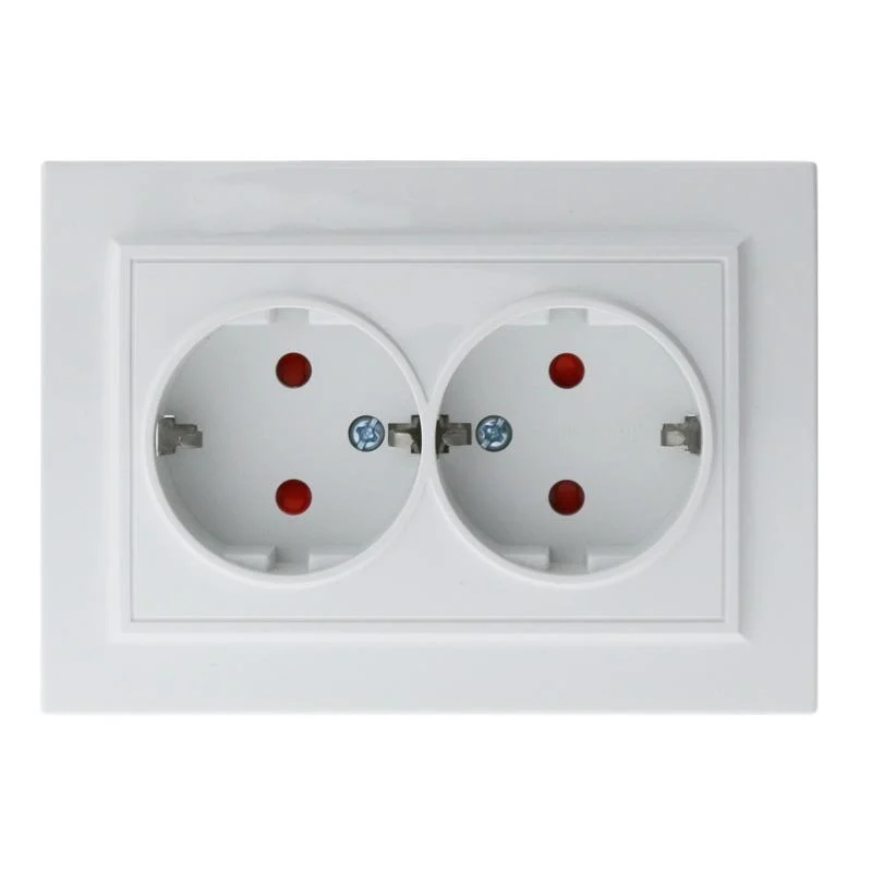 Enchufe Doble Empotrable Tipo F Schuko Blanco Marco Incluido IP20 Serie wLine