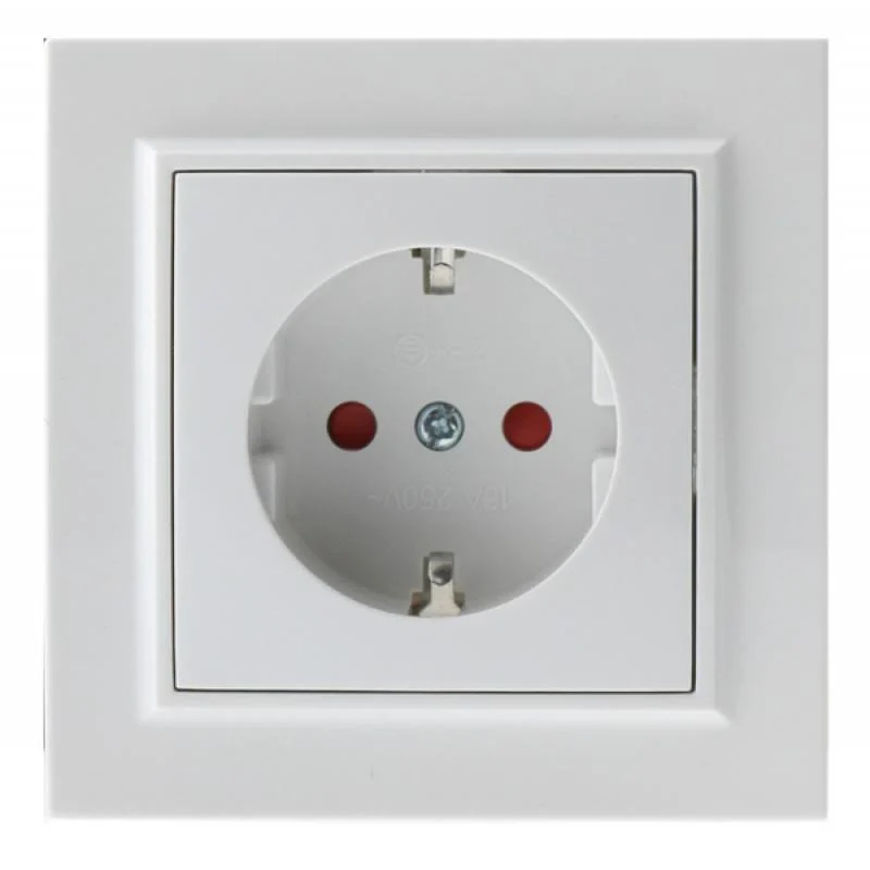 Enchufe Empotrable Tipo F Schuko Blanco Marco Incluido IP20 Serie wLine