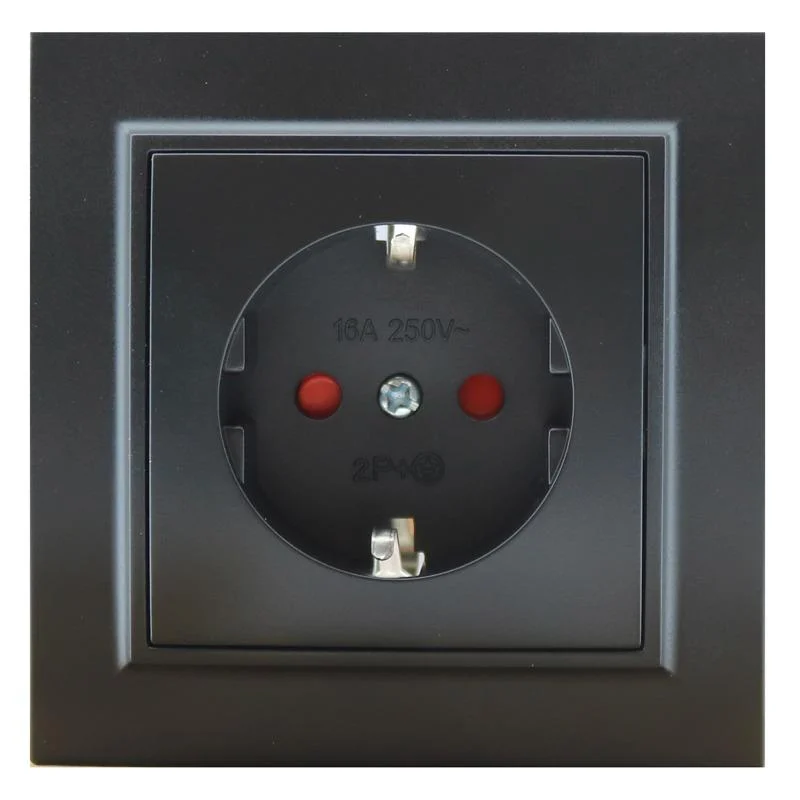 Enchufe Empotrable Tipo F Schuko Negro Marco Incluido IP20 Serie wLine