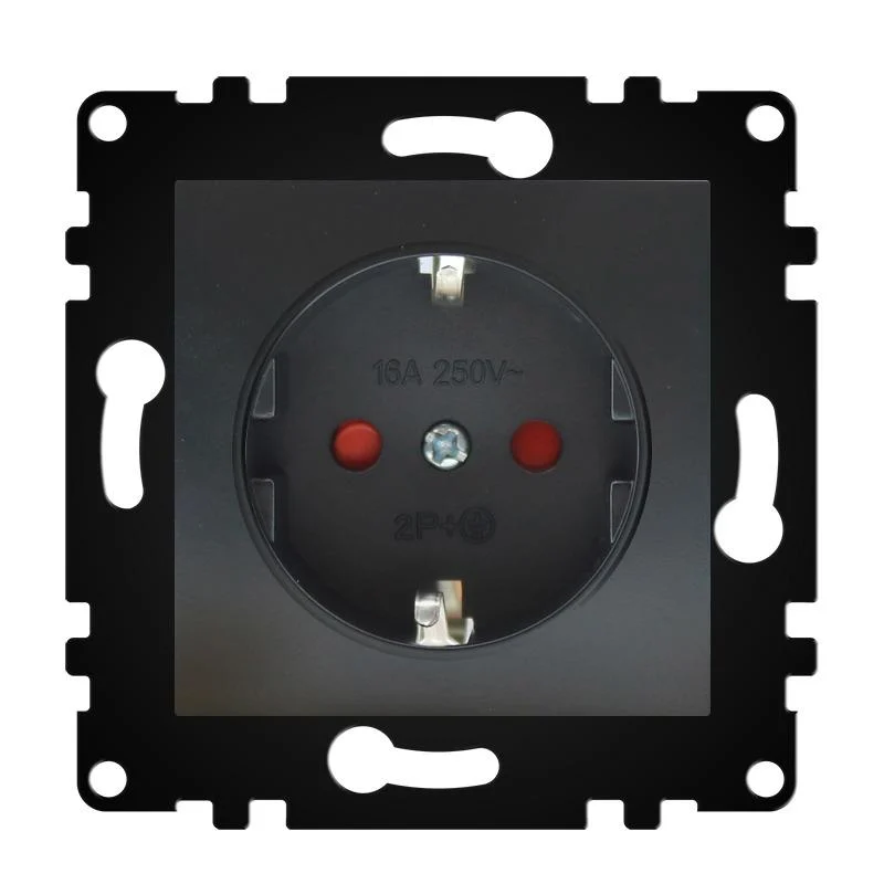 Enchufe Empotrable Tipo F Schuko Negro 16A IP20 Serie wLux