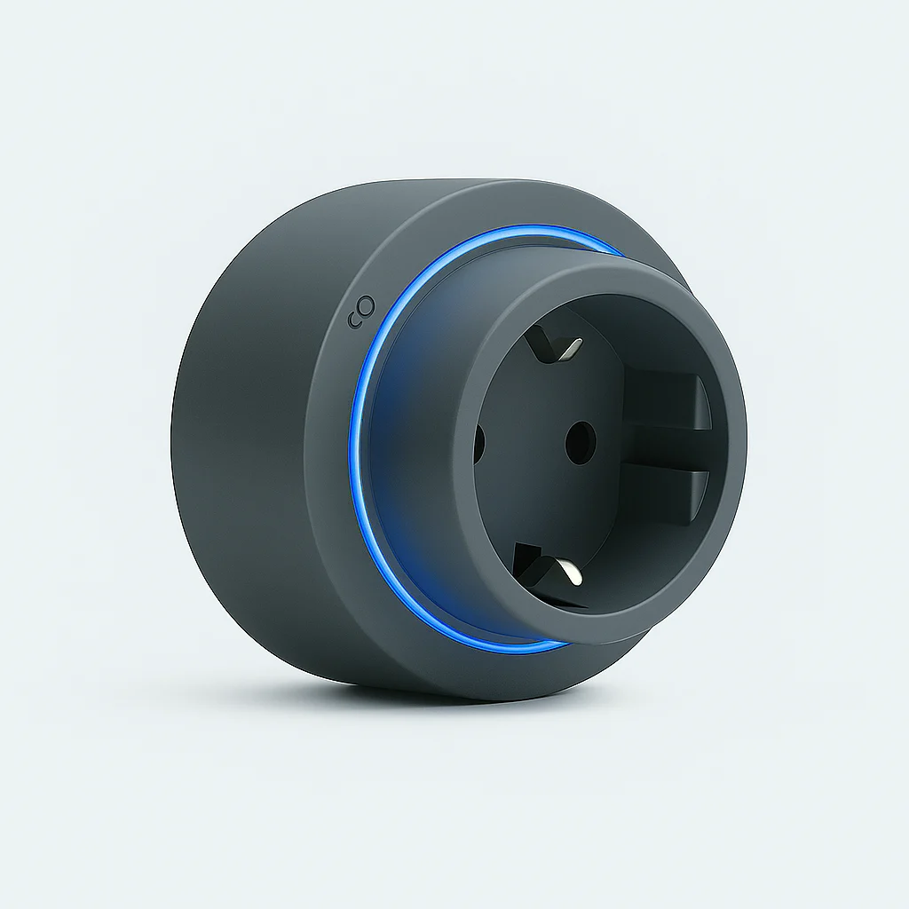 Enchufe Europeo con LED Magnético Gris Ø65